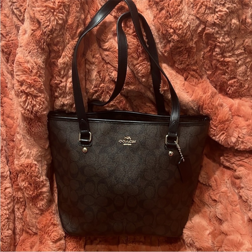 Coach Dark Brown Signature Tote